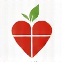 Icona stilizzata di un cuore con una foglia o un simbolo di salute
